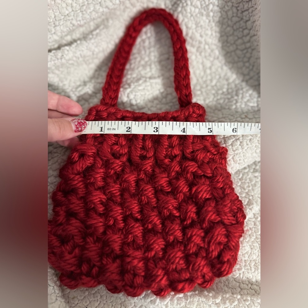 Handmade Hand Crafted Knit Purse Red - Picture 5 of 5